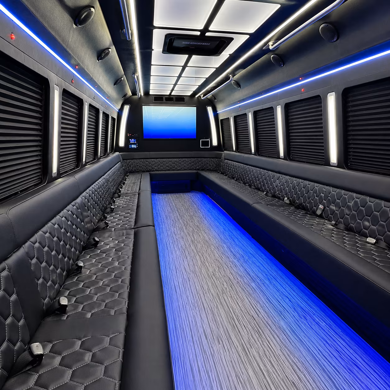 fountain valley 50 passenger party bus inside