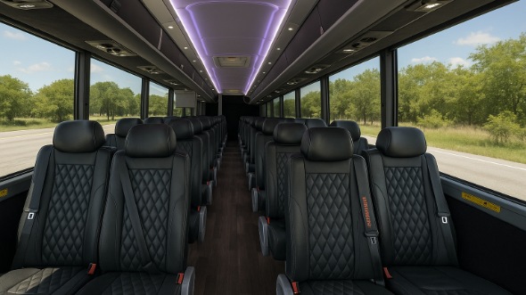 Interior of Charter Bus Company Fountain Valley's 20 Passenger Mini bus in Fountain Valley