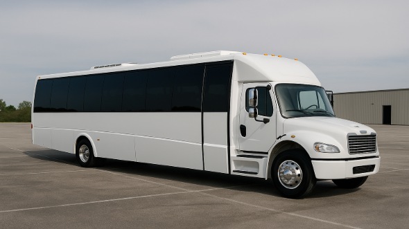 Exterior of Charter Bus Company Fountain Valley's 28 Passenger Mini bus in Fountain Valley