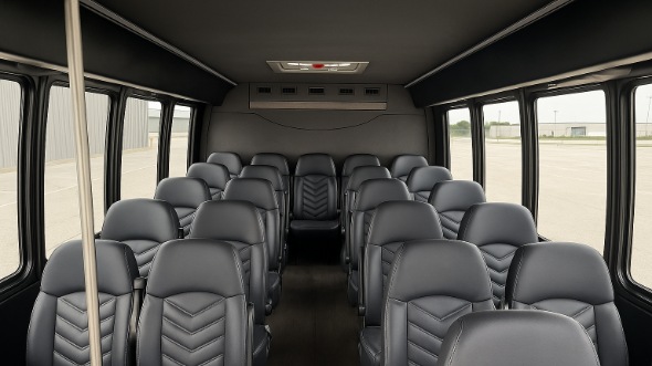 Interior of Charter Bus Company Fountain Valley's 28 Passenger Mini bus in Fountain Valley