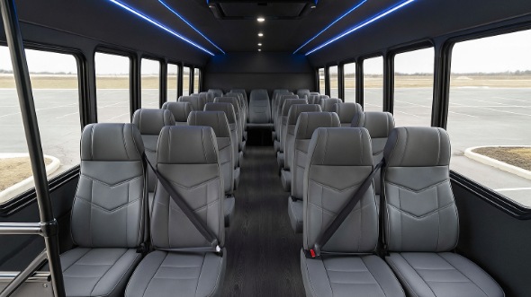 Interior of Charter Bus Company Fountain Valley's 30 Passenger Minibus in Fountain Valley