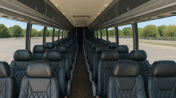 Interior of Charter Bus Company Fountain Valley's 54 Passenger Charter Bus in Fountain Valley