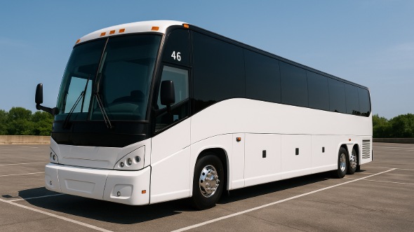 Exterior of Charter Bus Company Fountain Valley's 55 Passenger Charter Bus in Fountain Valley