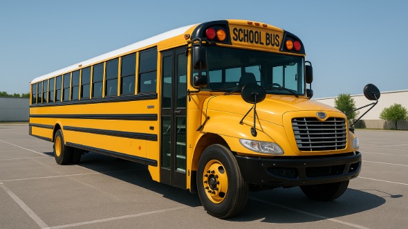 Exterior of Charter Bus Company Fountain Valley's School Bus in Fountain Valley