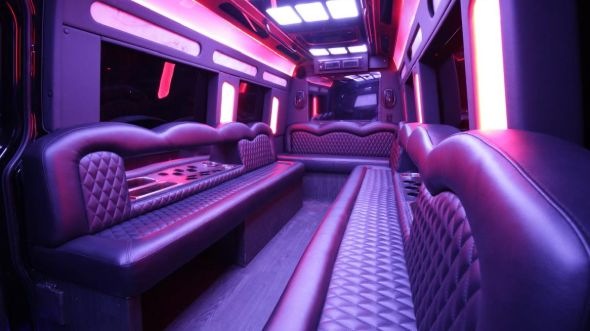 Interior of Charter Bus Company Anaheim's Sprinter Limo in Anaheim
